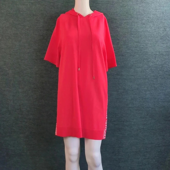 Michael Kors Coral Logo Tape Hoodie Dress - Picture 2 of 9